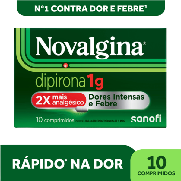 Analgésico e Antitérmico NOVALGINA 1g Dipirona Adulto 10 comprimidos - Image 3